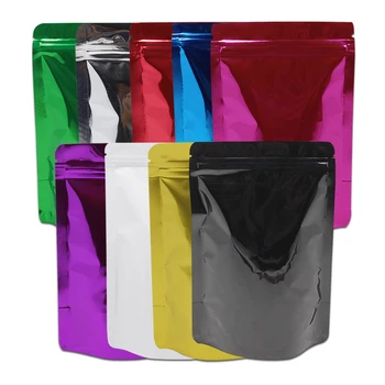 

11x16cm Standing Zip Lock Aluminum Foil Packing Colorful Self Sealing Doypack Mylar Pouches Reusable Nuts Dried Tea Storage Bags