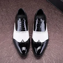 Деловая обувь на шнуровке мужские свадебные туфли-оксфорды из лакированной кожи Мужские модельные туфли на плоской подошве