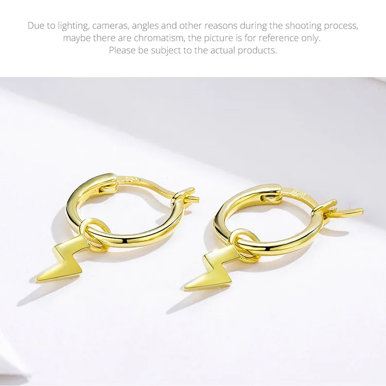 HTB1Jo13XmSD3KVjSZFKq6z10VXab - BAMOER Golden Lighting Drop Earrings for Women Real Pure 925 Sterling Silver Dangle Earring Female Silver Korean Jewelry SCE621