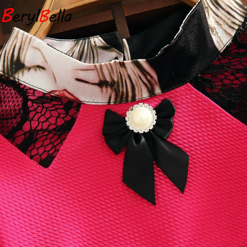 2016 Women Blouses Summer Autumn Stand Collar Chiffon Blusas Slim Long Sleeve White Red Tops Girls Printed  Feminina Shirts