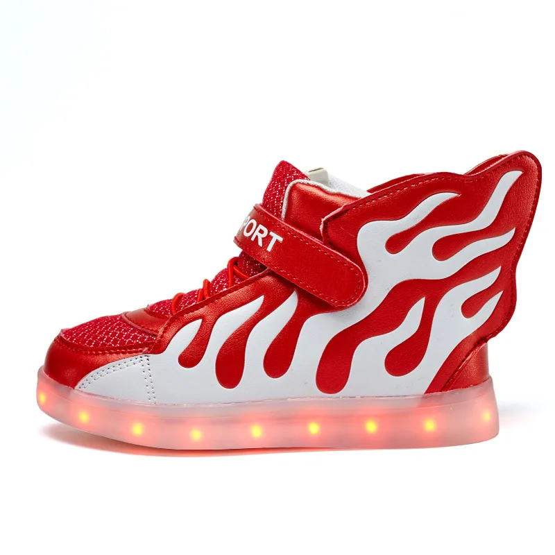 Новинка; Светодиодный; Повседневная обувь; Детские кроссовки; светящаяся обувь; детская обувь для катания на коньках; Светящиеся кроссовки для мальчиков и девочек с зарядкой через usb - Цвет: Красный