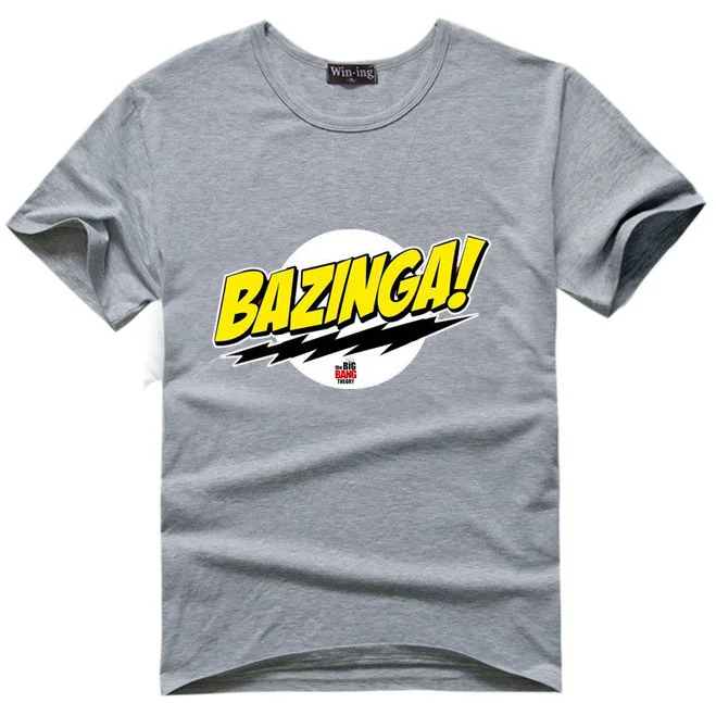 Bazinga, хлопковая Мужская футболка, Шелдон Купер, футболки, комический гик, футболка, Теория большого взрыва - Цвет: grey
