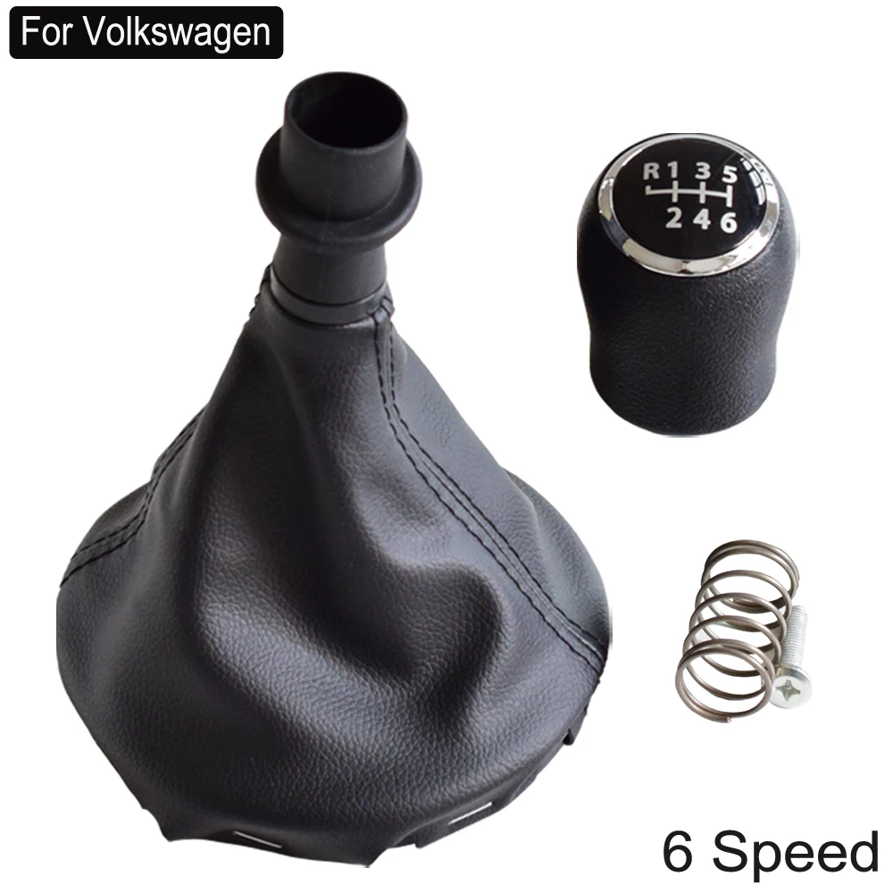 

High quality Car 5/6 Speed Gear Shift Knob Leather Dust-proof Cover For Volkswagen VW Transporter T5 T5.1 Gp 2003-2011 T6
