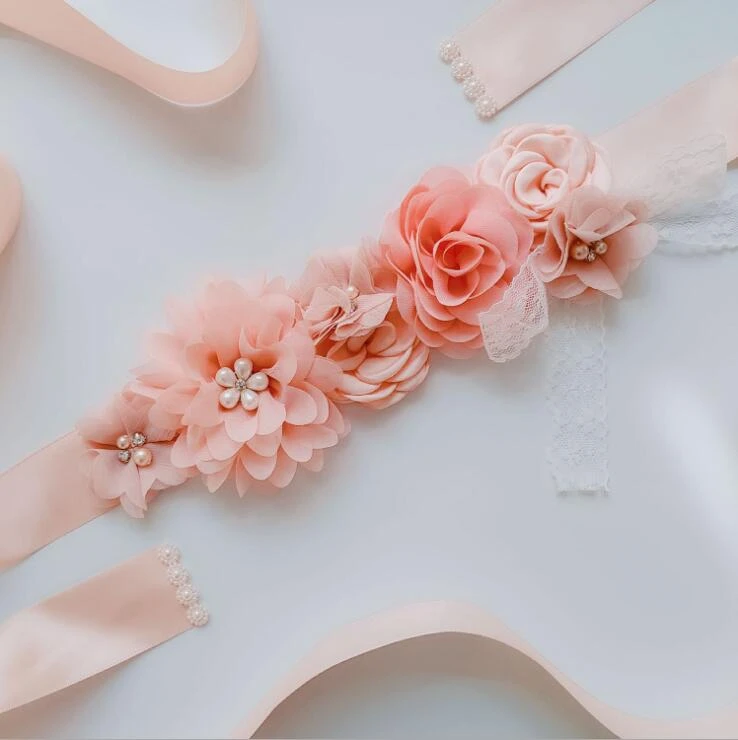 Cinturón de novia Original, accesorios de vestido de fiesta, faja de boda con flores rosas de encaje|Cinturones de novia| - AliExpress