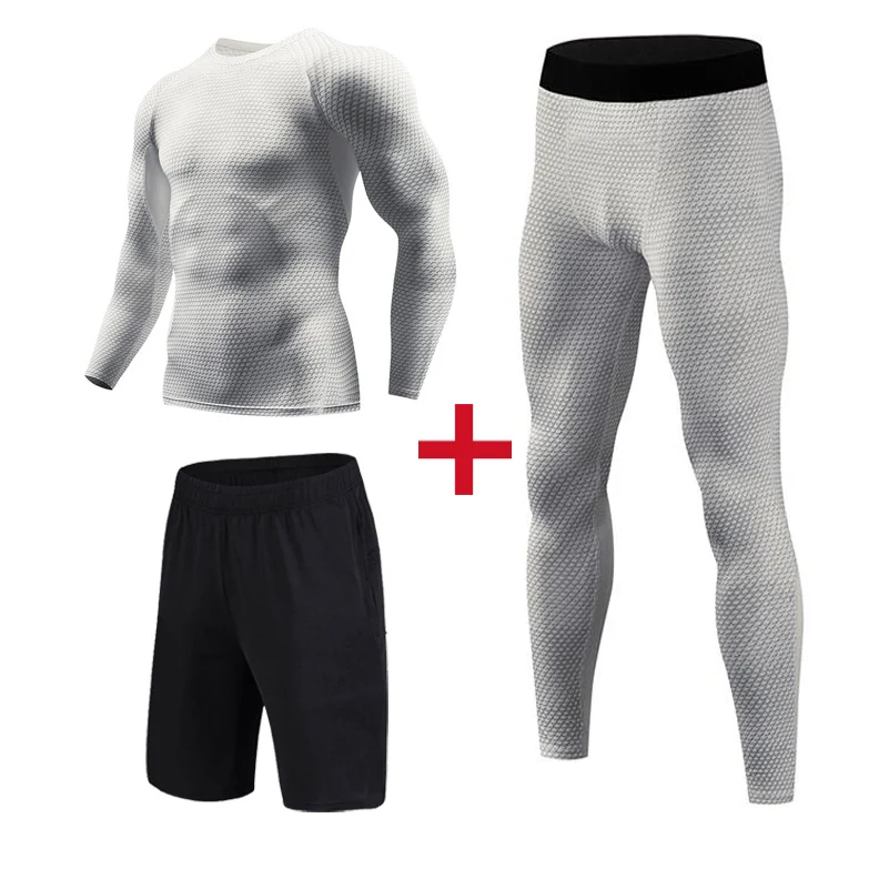 Компрессионные легинсы для бега мужские спортивные костюмы с 3D принтом наборы для бега спортивный костюм для бега тренировки Спорт Фитнес Спортивный костюм