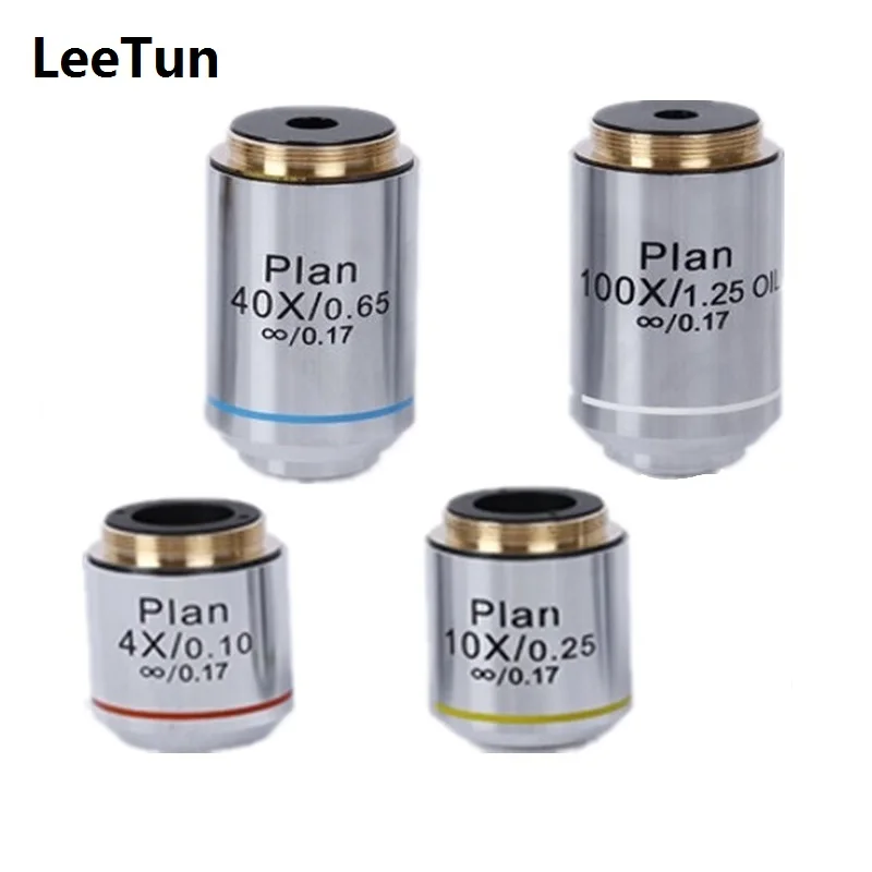 

4X 10X 40X 100X Infinity Plan Achromatic Objective Lens with RMS Mounting Thread DIN 45mm f/ Professional Biological Microscope