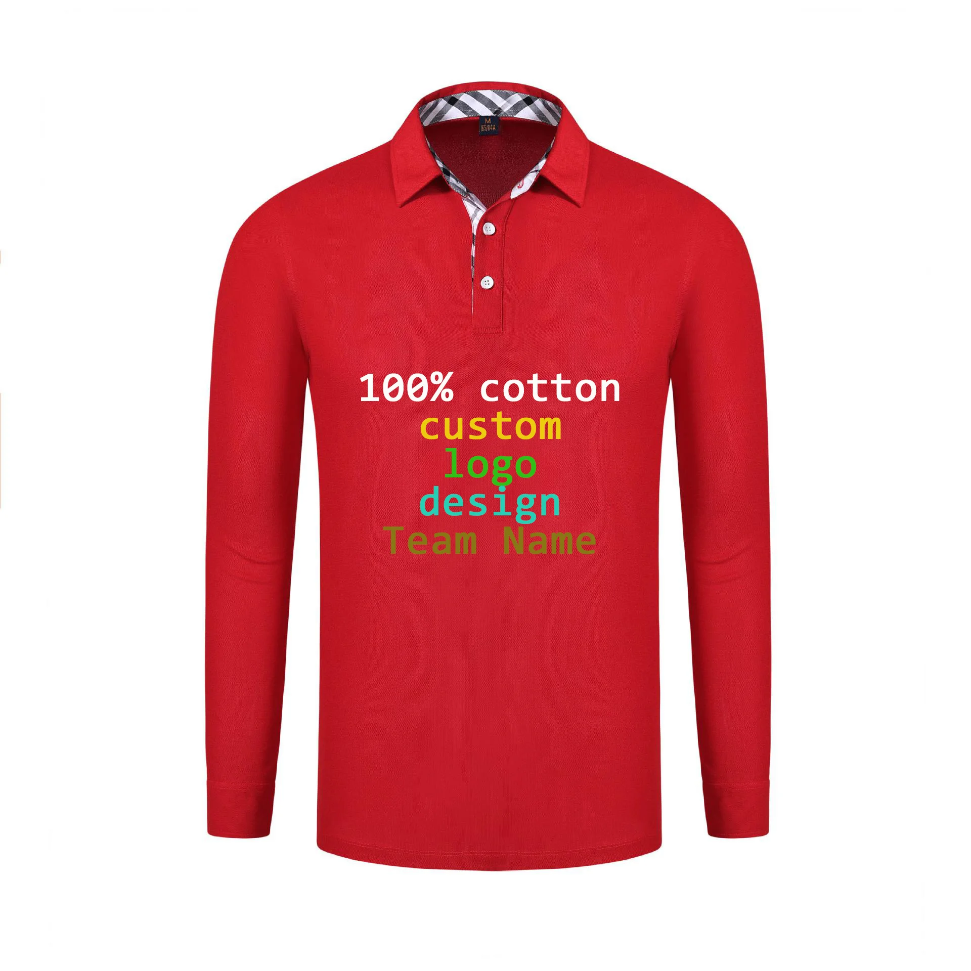 

4XL Personalized Long Sleeve Polo Cotton Men Women Shirts Custom Logo Photo Print Team Company Work Uniform T Male Shirt Polos