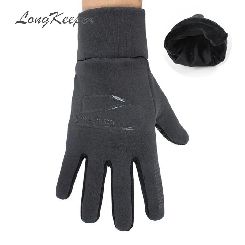 LongKeeper полный палец Сенсорный экран перчатки Для мужчин большой упругой Спорт Guantes Для женщин зимние противоскользящие вождения варежки G331