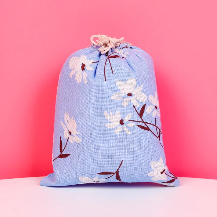 Мультфильм белье хлопок Drawstring сумка 28x26 23x18 15x12 см мини прекрасный кот Для женщин Сумка дорожная домашнего хранения подарочная упаковка для ювелирных изделий сумка - Цвет: Blue 23x18cm