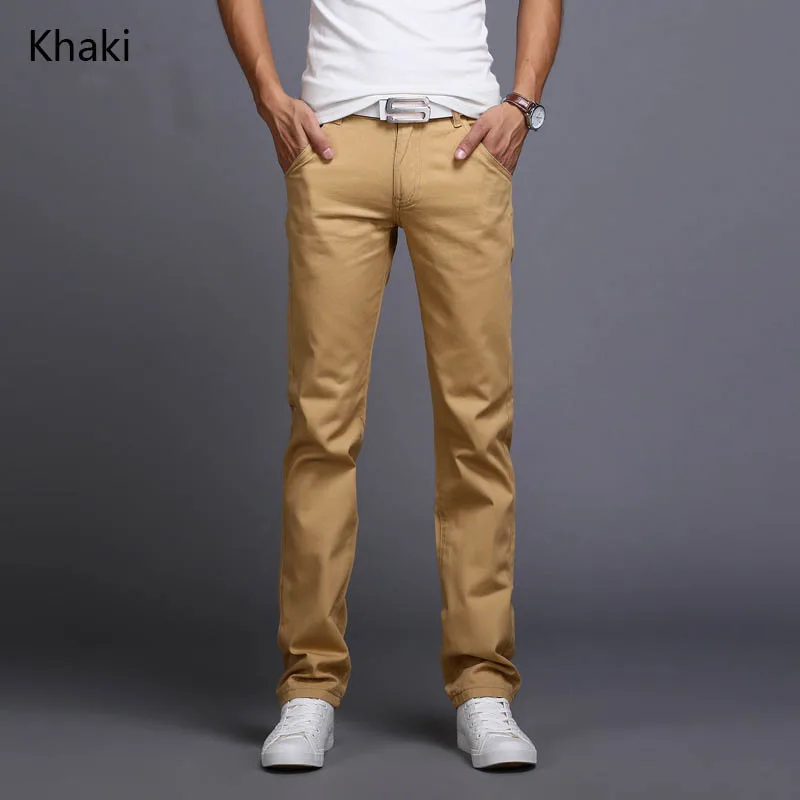 2019 New Design Casual Men Pants Cotton Slim Pant Straight Trousers Fashion Business Solid Khaki Black jeans Men Plus Size 38