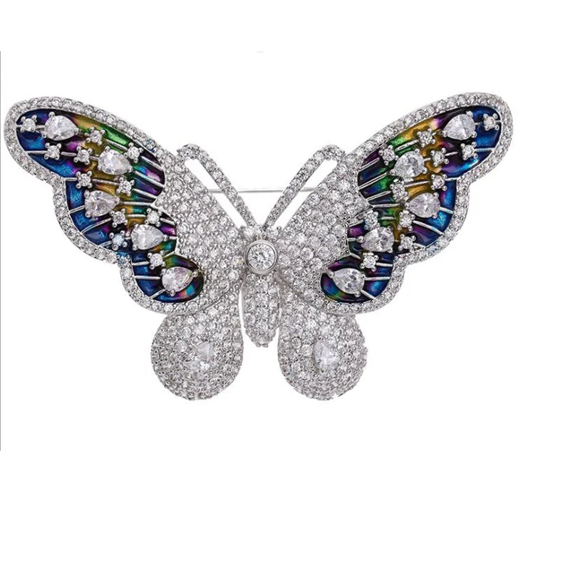 

LuxJuly Korea Version Fashion Colorful Butterfly Brooch Pin Hot Sale Zircon Jewelry Insect Brooch Trendy Vintage Brooch Pin