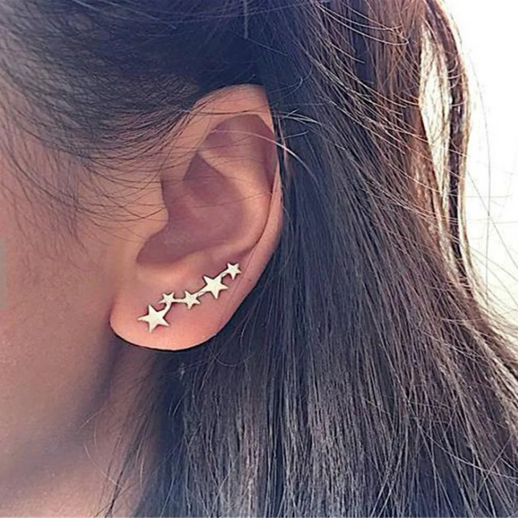 

Moon Ear Climber Tiny Star Moon Earrings For Women Everyday Teen Mothersday Celestial Birthday Gift Jewelry Earrring 2019 L0615