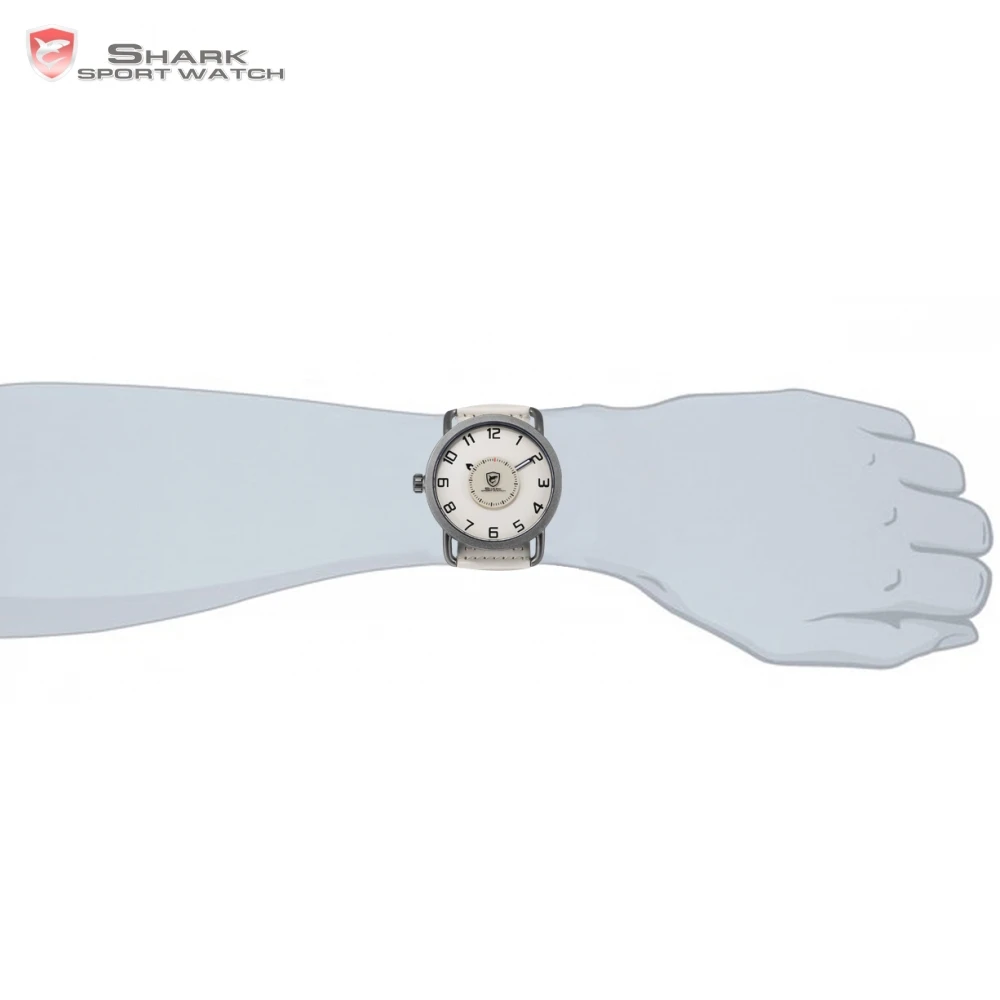 Caribbean Rough Shark Sport Watch Beige Men Quartz Luxury Turntable Second Hand Waterproof Simple Design Leather Watches /SH524