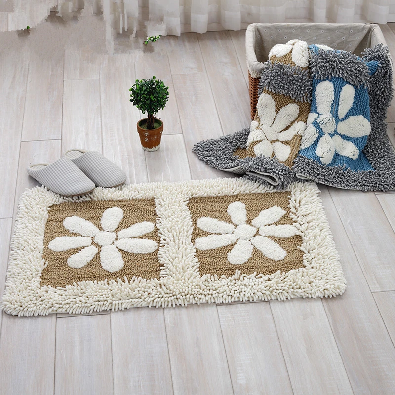

Bathroom Pastoral Style Rug Tapete Microfiber Bathroom CarpetNon-Slip Mat Blue Bath Mat Soft Floor Mat for Home floordecoration