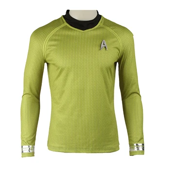 

Star Discovery Into Darkness Costume Caption Kirk Spock Cosplay Shirt Original Series Yellow Uniform Halloween Carnival Outfit