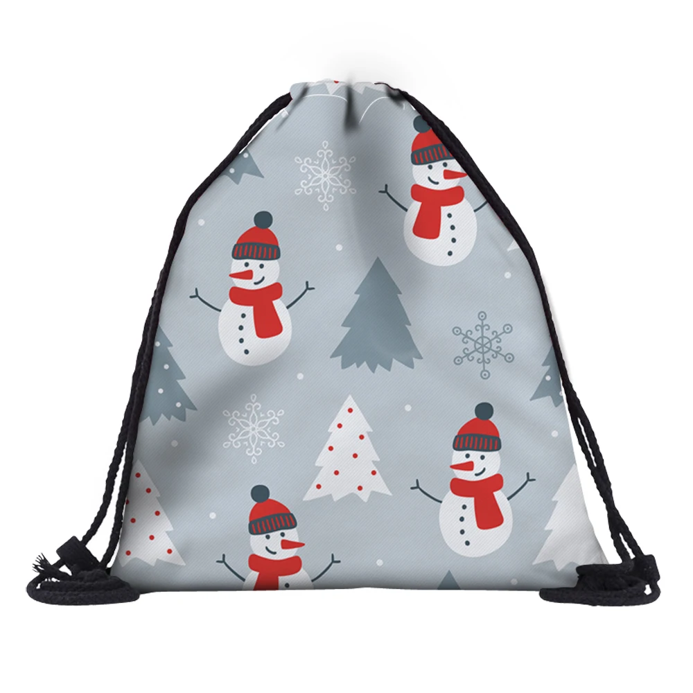 Deanfun 3D сумки с принтом на шнуровке Снеговик милые школьные рюкзаки для девочек Рождественский подарок 50381