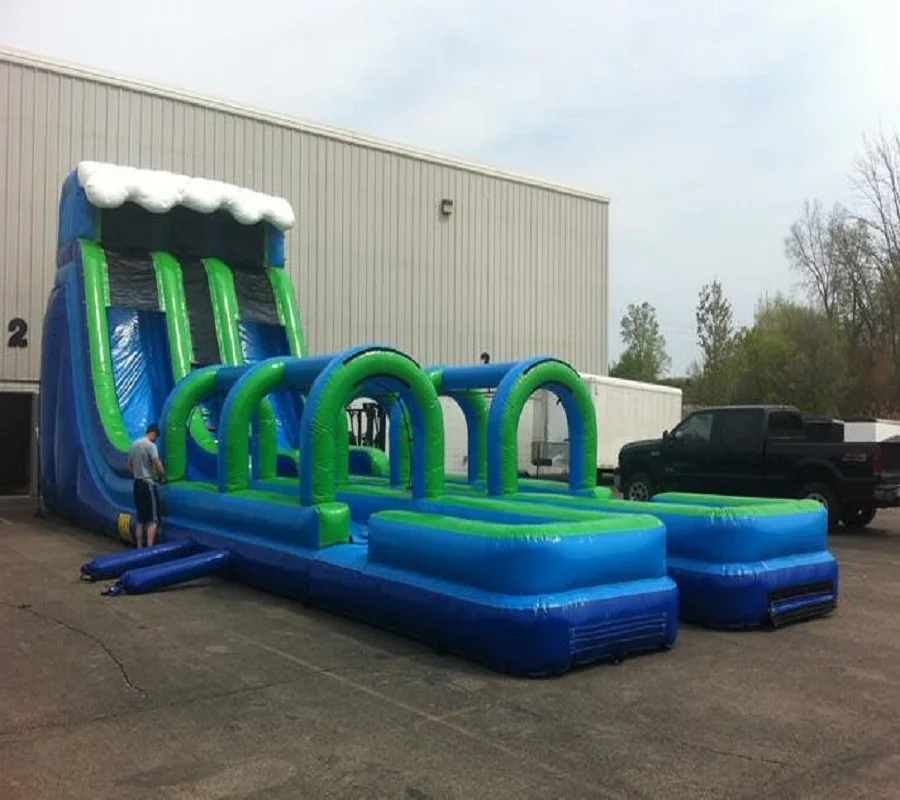 

Super Long inflatable water slide pvc inflatable kids slide with swimming pool free blower inflatable slide