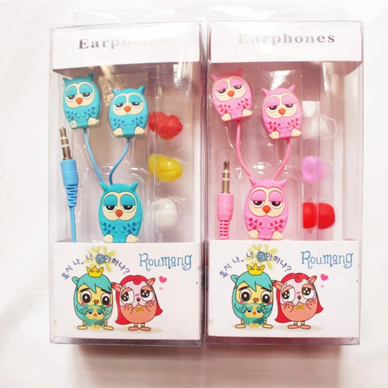 2017 Cute Owl Earphone in-ear 3D Cartoon Girl Earphone Headphone for iPhone Xiaomi Samsung Lenovo for Kid Mp3 Gfit