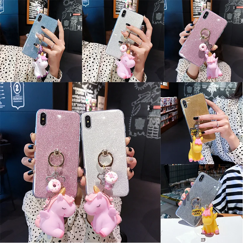 

Gliiter P smart Plus 2019 Case For Huawei P30 Lite P20 Pro P10 Plus Enjoy 7S P9 Lite Mini P8 Lite 2017 Ring Unicorn Bumper Cover