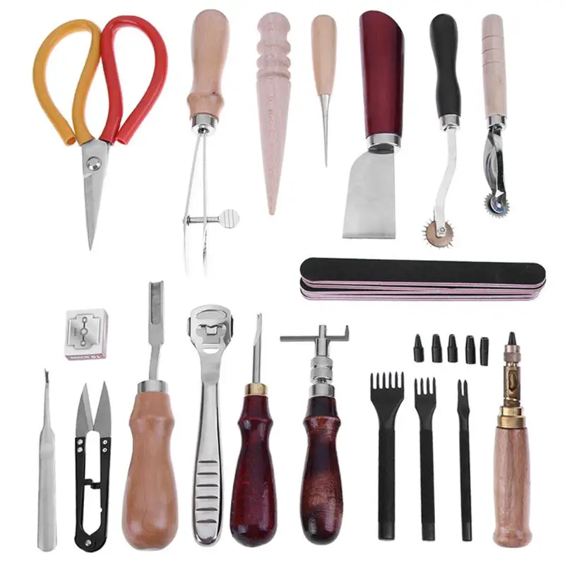 

18pcs Alloy Steel Leather Punch Tool Sewing Tool Set Handmade Accessories Leathercraft Set Seam Kit DIY Punch Stitching Sewing