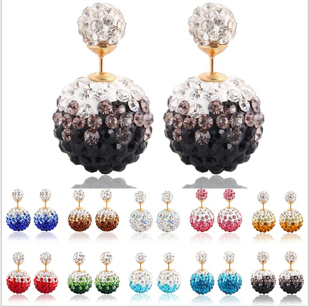 

Newest Flower Double Ball Christmas Earrings For Women Luxury Crystal Earrings women fashion Stud Earrings