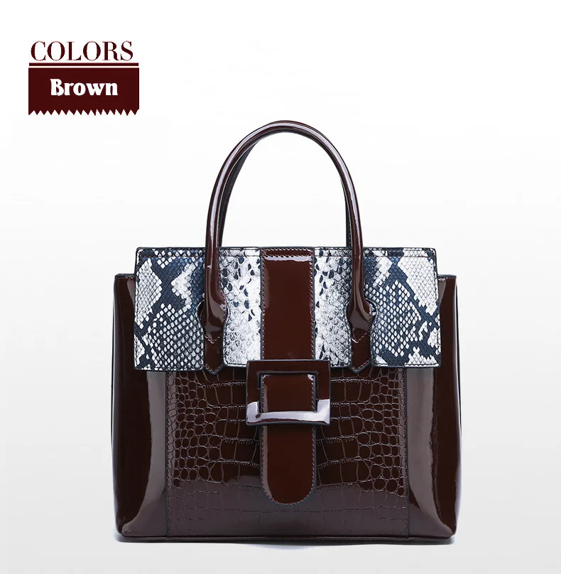 Women's Luxury Alligator Patent Leather Handbag Luxury Crocodile Women Tote Red Black Purple Snakeskin New Designer Shoulder Bag (19)