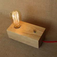 Vintage Oak wooden North Europe Style modern bedside Table Lamp E27 Lights Industrial for study bedroom living room
