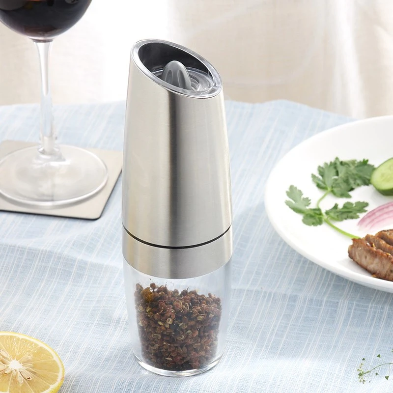 

1PC Portable Automatic Electric Gravity Pepper Grinder Blue LED Light Salt Mill Kitchen Grinding Tool Salt Grinder Dropshipping