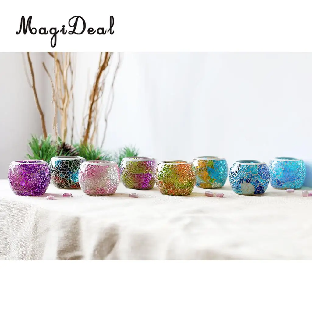 Mosaic Glass Candle Holder Votive Tealight Holder Bowl Wedding Decorative Lighting Accessories Festive Light Holder 5-set