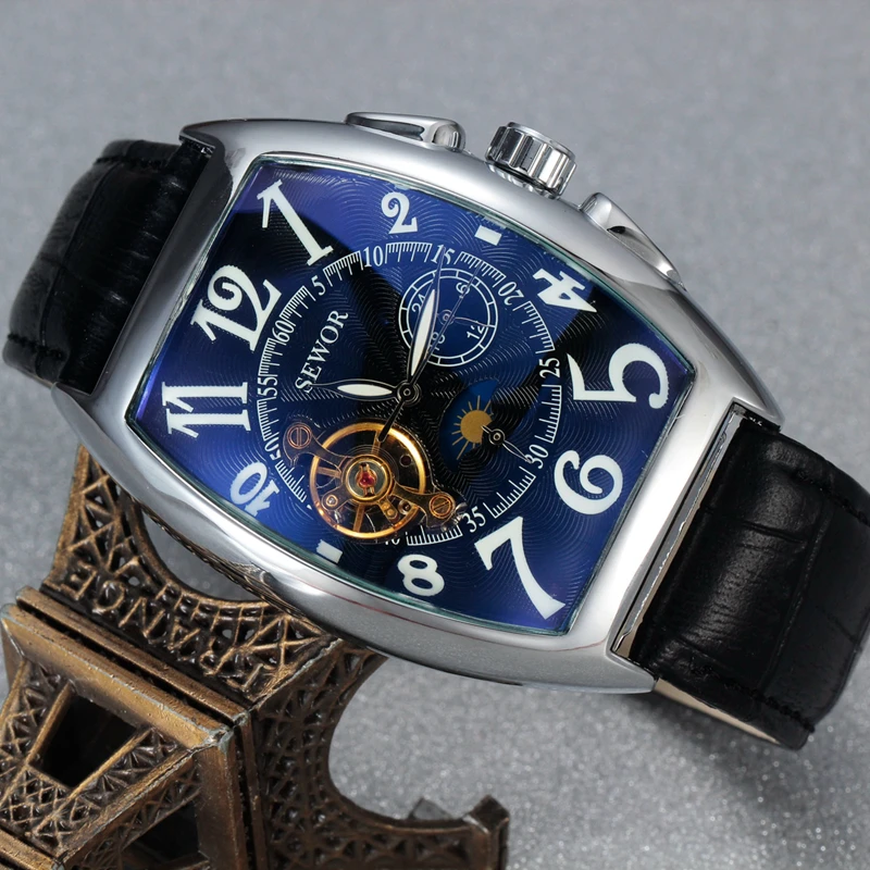 SEWOR كلاسيكي توربيون التفاف رجل الساعات العلامة التجارية الفاخرة التلقائي ووتش الذهبي حالة تقويم الذكور ساعة أسود الميكانيكية ووتش SEWOR كلاسيكي توربيون التفاف رجل الساعات العلامة التجارية الفاخرة التلقائي ووتش الذهبي حالة تقويم الذكور ساعة أسود الميكانيكية ووتش