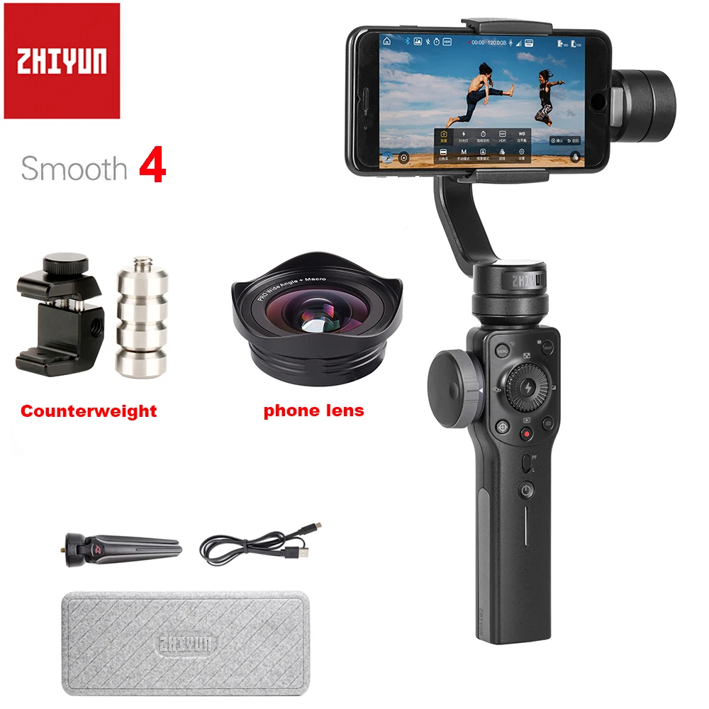 Ручной Стабилизатор Zhiyun Smooth 4 3 осевой шарнирный стабилизатор для смартфона с