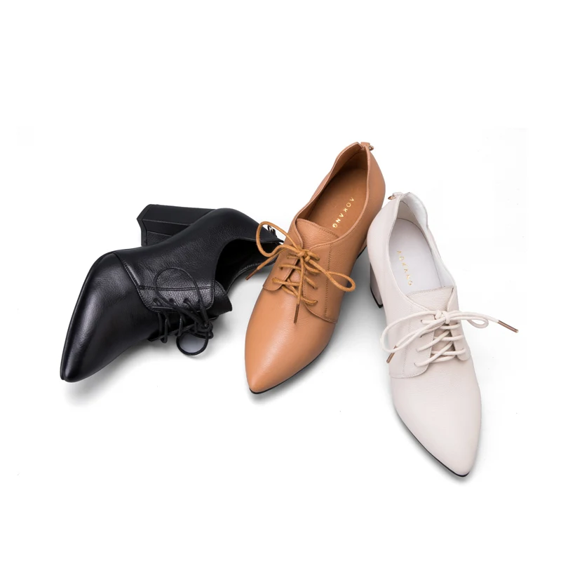 AOKANG 2018 New Arrival Autumn women shoes genuine leather shoes women fashion comfortable high heels boots women Women's Shoes