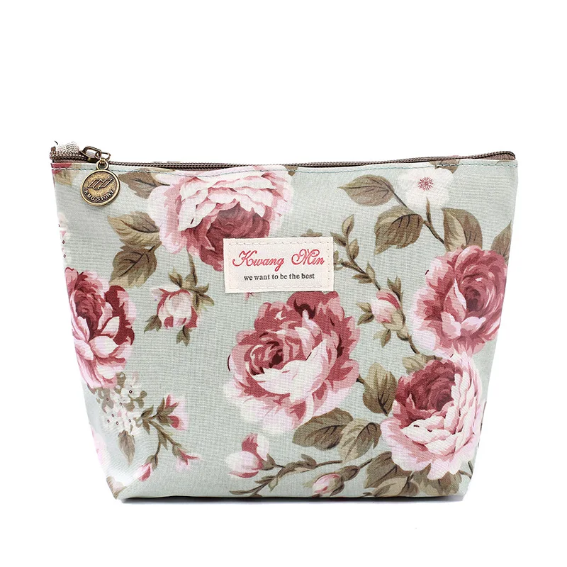 

2019 Women Make Up Bags Flower Cotton Zipper Cosmetic Cases Casual Girls Clutch Bag Lady Pouch Storage Item Organizer Waterproof