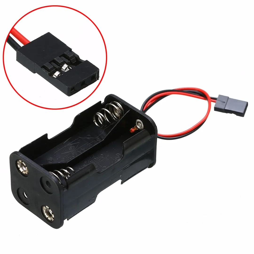 1Pcs Black Plastic Dual Box 6.0V 4xAA Battery Holder with Futaba Plug For RC Aircraft Car Boat DIY Craft New