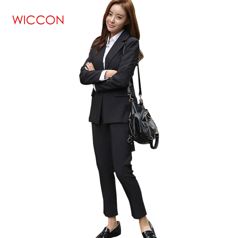 New Spring Autumn Business Women 2 Piece Interview Suit Set Uniform Long-sleeved Blazer And Pants Office Lady Elegant Pant Suits New Spring Autumn Business Women 2 Piece Interview Suit Set Uniform Long-sleeved Blazer And Pants Office Lady Elegant Pant Suits