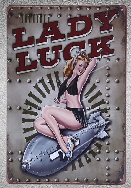 

1 pc Lady Luck Bomb War North Korea Marines Army Soldiers Tin Plates Signs wall Shop Decoration Art Poster metal vintage