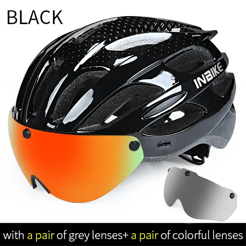 INBIKENew велосипедный шлем Высокое качество велосипедный шлем MTB безопасность дышащий горный велосипед цельно-Формованный магнит очки шлем - Цвет: black 1 color 1 grey