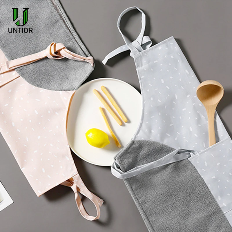 

UNTIOR Kitchen Canvas Women's Apron With Pocket Strong Absorbent And Oil-proof Waterproof Cooking Sleeveless Home Cleaning Apron