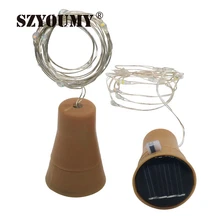 SZYOUMY 1 м 8 светодиодный 10 светодиодный Солнечный Кабель сказочная Гирлянда Свет медная пробка для бутылки вина наружная Рождественская вечеринка DIY Пробка Звездное освещение