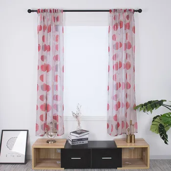 

ISHOWTIENDA Modern Leaves Curtain for bedroom Tulle Window Treatment Voile Drape Valance 2 Panel Fabric