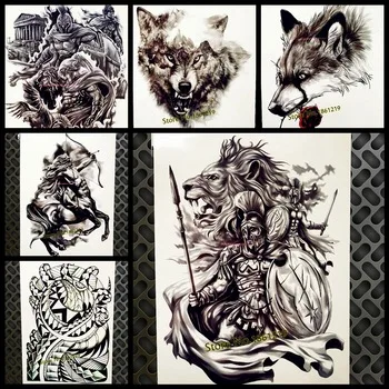 Hero of Sparta Waterproof Temporary Tattoo Men Women Fake Body ART 21x15CM Troy Ancient Warrior Tattoo Sticker Knight Tatoos
