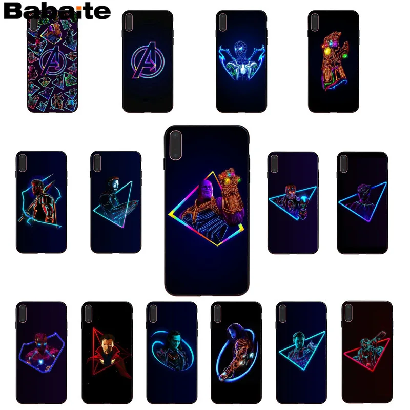 

Babaite Marvel Superheroes The Avengers Black TPU Soft Rubber Phone Cover for Apple iPhone 8 7 6 6S Plus X XS MAX 5 5S SE XR