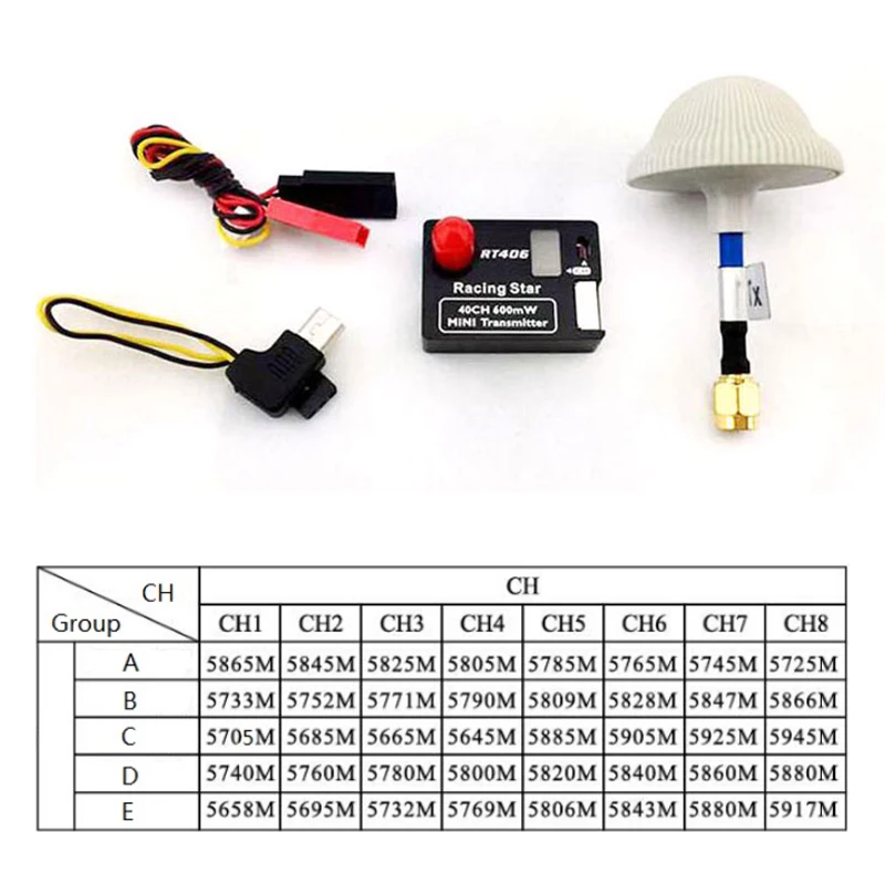 Гоночный мини-передатчик 5,8 Ghz 40ch 600 mW A/V(только TX) RT406 с ЖК-дисплеем Грибная Антенна для FPV Дрон-Мультикоптер