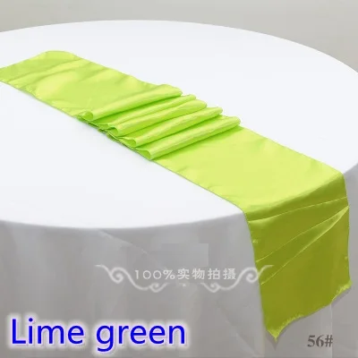 

Lime Green colour Table runner satin shiny colour table decoration wedding hotel party show table runner cheap