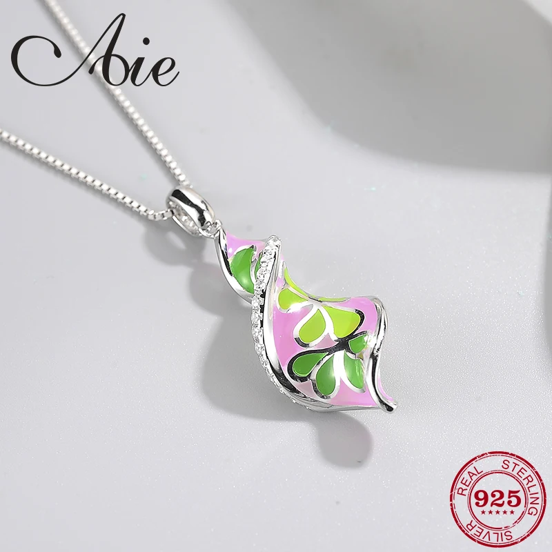 

Fashion DIY gift 925 Sterling Silver Clover patterns Water Drop rotate shape colorful Enamel fine Necklace Pendant Party Jewelry