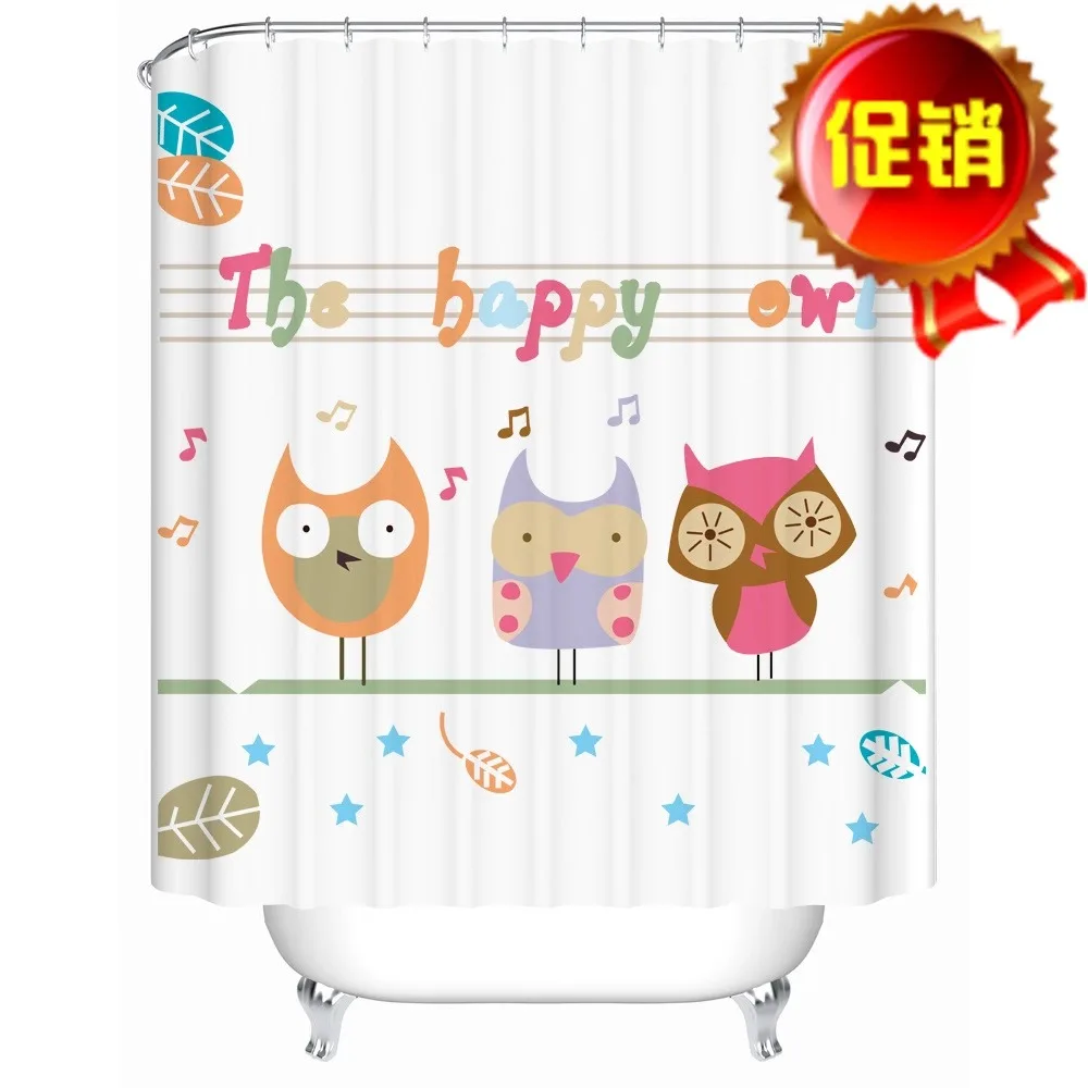 SC043 European style Cartoon OWL Custom Colorful Fabric Modern bathroom