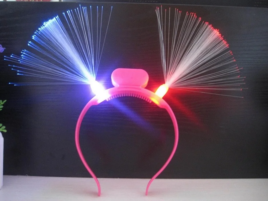 

20pcs/lot Glowing LED Fiber Horn Party Glow Headband Hairband Cheering Birthday Wedding Party Festival Supplies Flashing Hair
