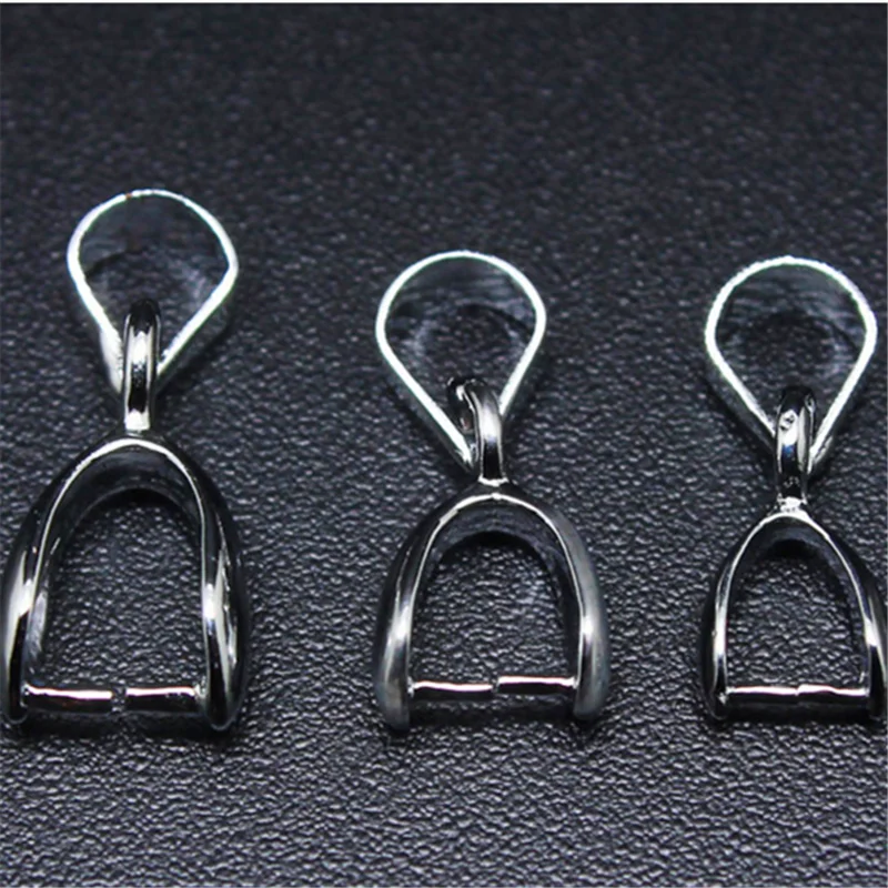 

925 de prata NEW 10PCS Size L 925 Sterling Silver Findings Bail Connector Bale Pinch Clasp 925 Silver Pendant Fittings Bail