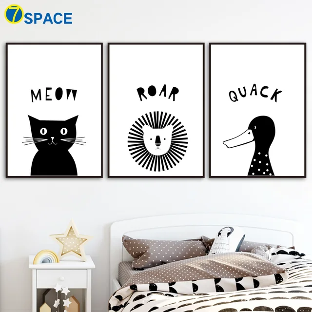 Us 337 43 Offkucing Singa Bebek Nordic Poster Dinding Seni Lukisan Kanvas Poster Dan Cetakan Hitam Putih Dinding Gambar Untuk Anak Laki Laki Dan