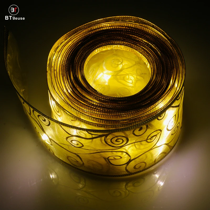 BTgeuse Golden Organza Vine Patterned Ribbon Lights for Bedroom Holiday Party Wedding Christmas and Garden Decoration Warm White BTgeuse Golden Organza Vine Patterned Ribbon Lights for Bedroom Holiday Party Wedding Christmas and Garden Decoration Warm White